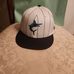 New Era White and Teal Striped Hat